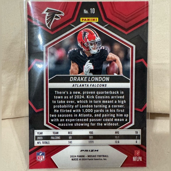 2024 Drake London Panini Mosaic Yellow reactive Prizm Mint condition… - Picture 2 of 2